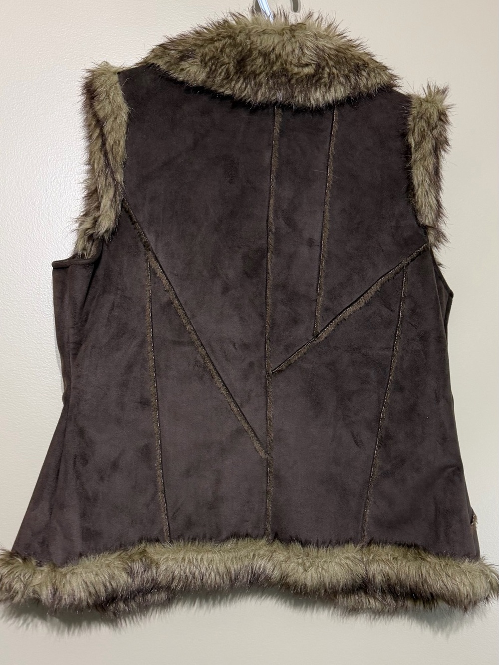 Vintage Y2K April Cornell Faux Suede Vest Faux Fur Collar & Trim - Picture 8 of 9